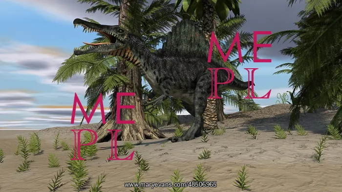 : Spinosaurus hunting in a desert environment : Spinosaurus hunting in a desert environment