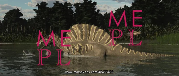 : Spinosaurus hunting for fish in a lake : Spinosaurus hunting for fish in a lake