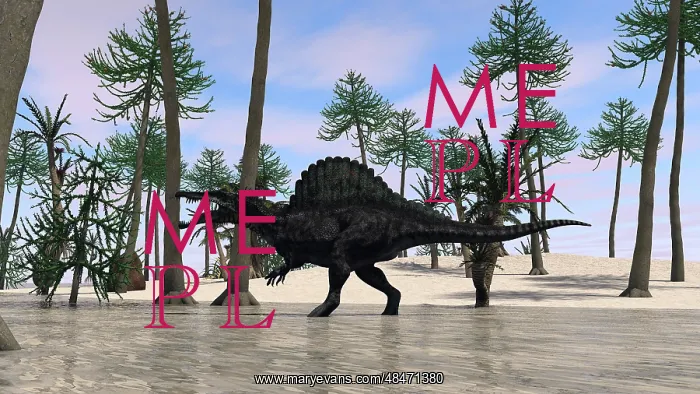 : Spinosaurus hunting for its next meal in shallow waters : Spinosaurus hunting for its next meal in shallow waters