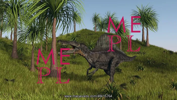 : Spinosaurus hunting in an open field : Spinosaurus hunting in an open field