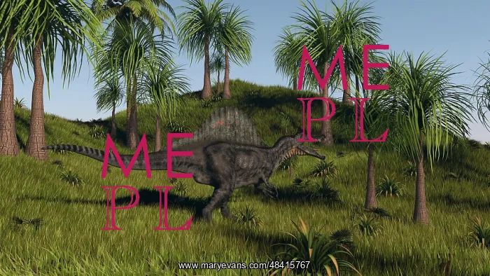 : Spinosaurus hunting in an open field : Spinosaurus hunting in an open field
