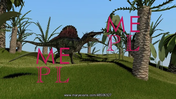 : Spinosaurus hunting in an open field : Spinosaurus hunting in an open field