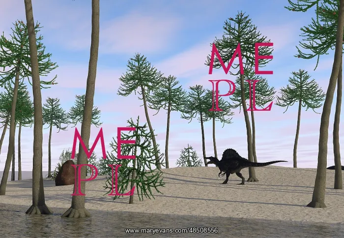 : Spinosaurus hunting along the shore : Spinosaurus hunting along the shore
