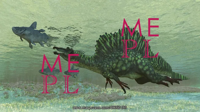 : Spinosaurus preys on Mawsonia : Spinosaurus preys on Mawsonia