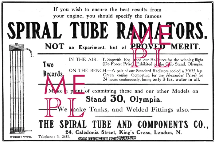 : Spiral Tube Aero Engine Radiators, Tanks & Welded Fittings : Spiral Tube Aero Engine Radiators, Tanks & Welded Fittings