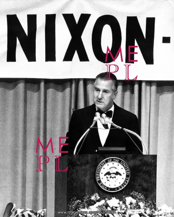: Spiro Agnew speaking in front of a large ? : Spiro Agnew speaking in front of a large ?