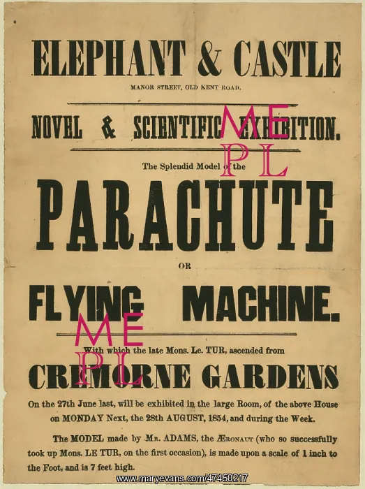 : The splendid model of the parachute or flying machine, with : The splendid model of the parachute or flying machine, with