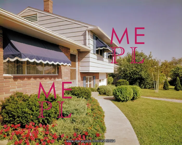 : Split Level Partial Red Brick Suburban House with : Split Level Partial Red Brick Suburban House with