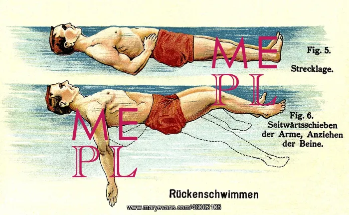 : sports, swimming, backstroke, instruction, lithograph : sports, swimming, backstroke, instruction, lithograph
