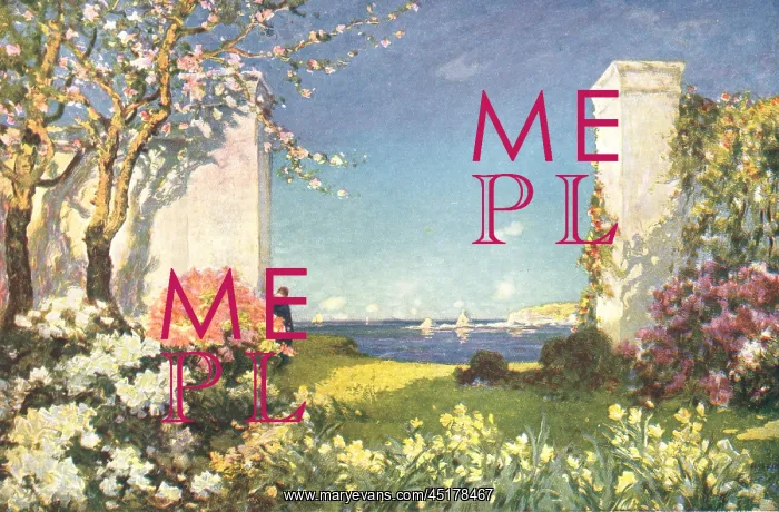 : Spring. A colourful painting which shows a figure leaning in a wide opening : Spring. A colourful painting which shows a figure leaning in a wide opening