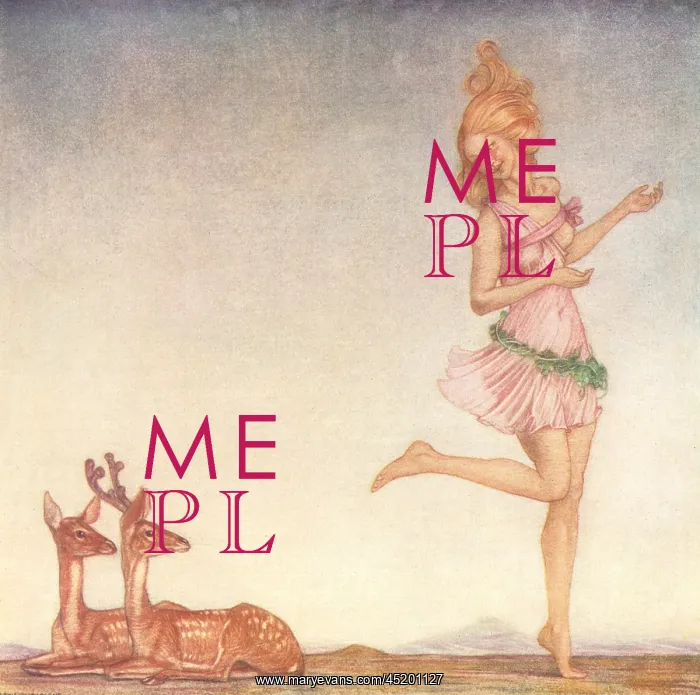 : Spring. A painting of a prancing girl wearing a pink dress : Spring. A painting of a prancing girl wearing a pink dress