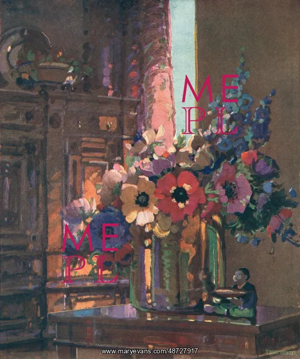 : Spring. This oil painting shows a glossy vase of colourful flowers : Spring. This oil painting shows a glossy vase of colourful flowers