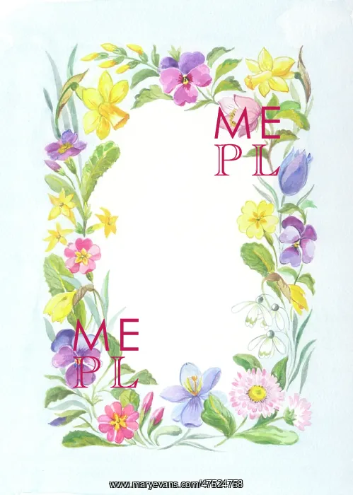 : Spring Border with Daffodils, Primroses etc : Spring Border with Daffodils, Primroses etc
