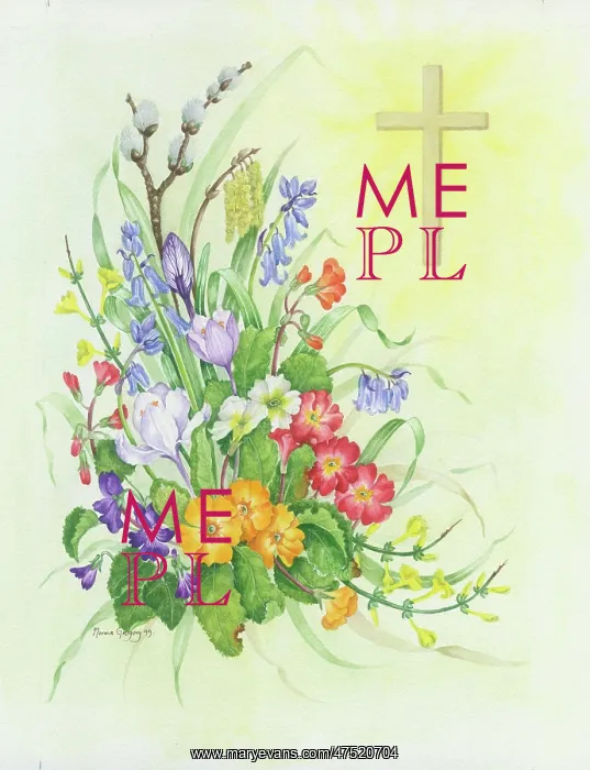: Spring bouquet and cross : Spring bouquet and cross