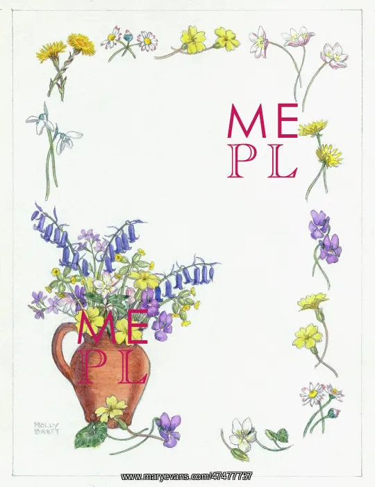 : Spring flowers in a brown jug : Spring flowers in a brown jug