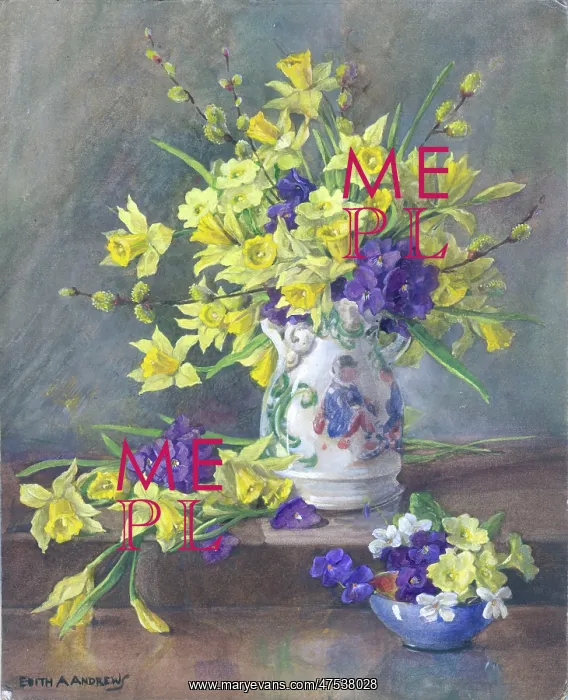 : Spring flowers in a jug : Spring flowers in a jug