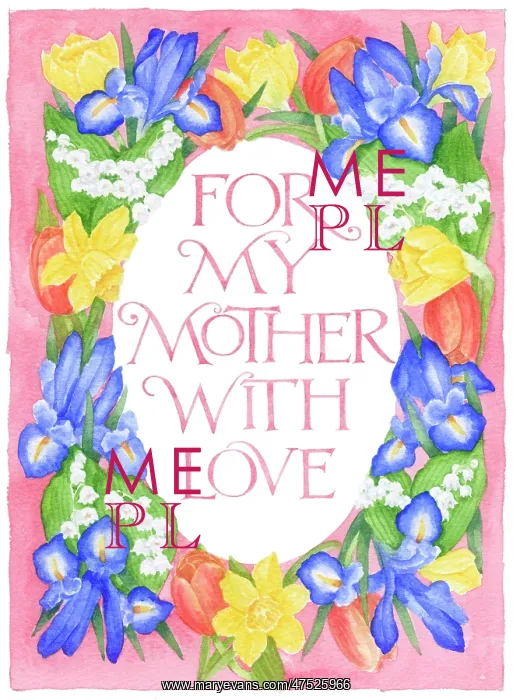 : Spring Flowers with Mother's Day greeting : Spring Flowers with Mother's Day greeting