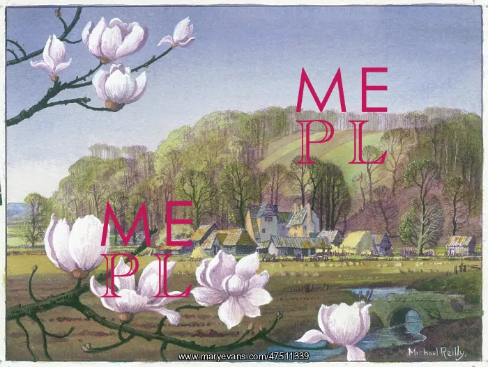 : Spring landscape with magnolias : Spring landscape with magnolias
