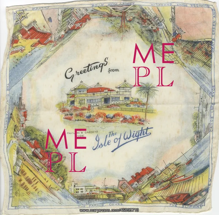 : Square souvenir handkerchief from the Isle of Wight : Square souvenir handkerchief from the Isle of Wight