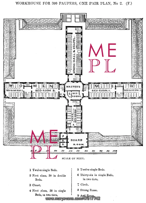 : Square workhouse, first floor plan : Square workhouse, first floor plan