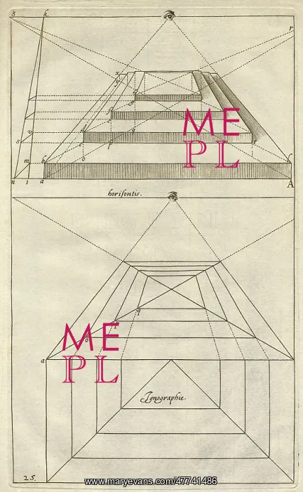 : Squares stacked as pyramid with perspective drawing : Squares stacked as pyramid with perspective drawing