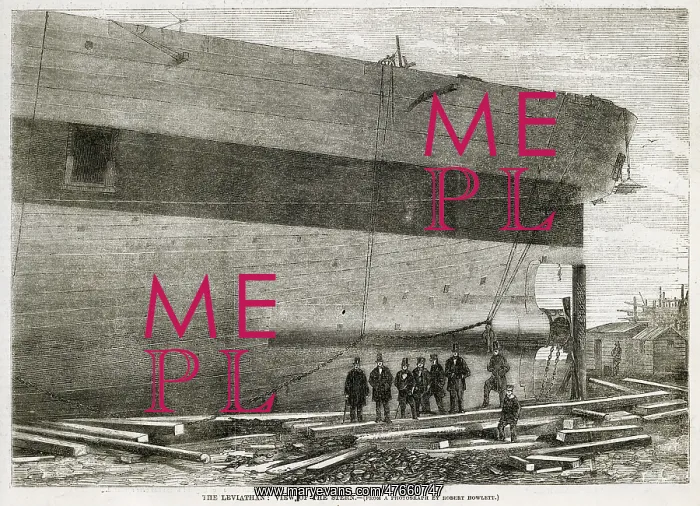 : SS Great Eastern with Brunel directiing the launch 1857 : SS Great Eastern with Brunel directiing the launch 1857