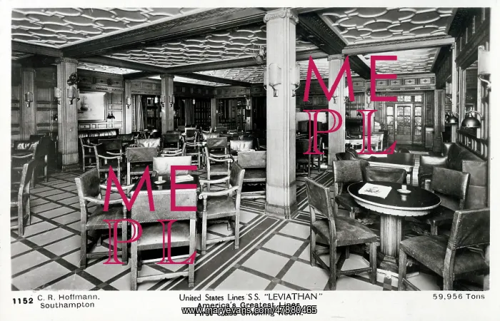 : SS Leviathan - First Class Smoking Room : SS Leviathan - First Class Smoking Room