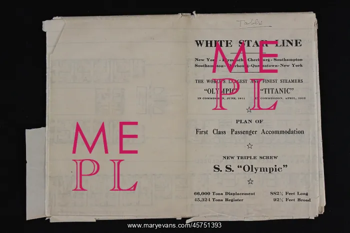 : SS Olympic - Plan of First Class Passenger Accommodation : SS Olympic - Plan of First Class Passenger Accommodation