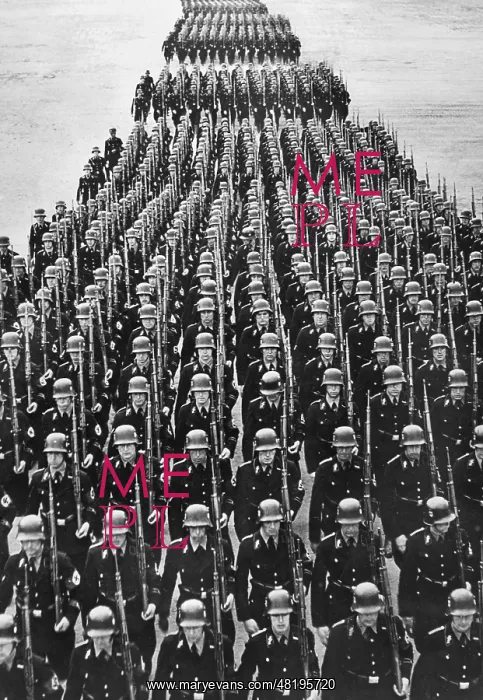 : An SS regiment practicing for a parade in Prague, 1939 : An SS regiment practicing for a parade in Prague, 1939