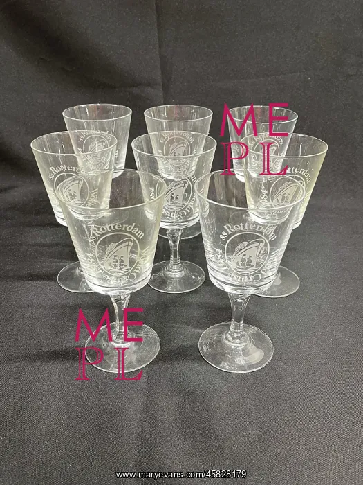 : SS Rotterdam collection of eight cut glass goblets : SS Rotterdam collection of eight cut glass goblets