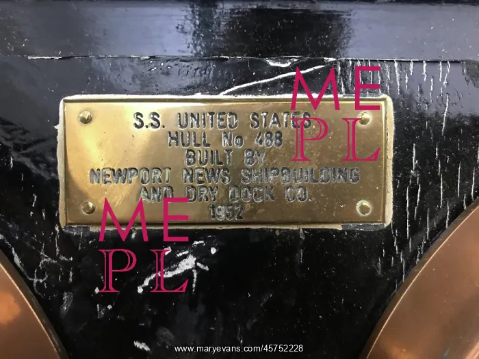 : SS United States - circular gauges from engine room, plaque : SS United States - circular gauges from engine room, plaque