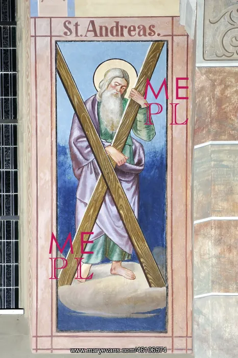 : St Andrew, wall fresco : St Andrew, wall fresco