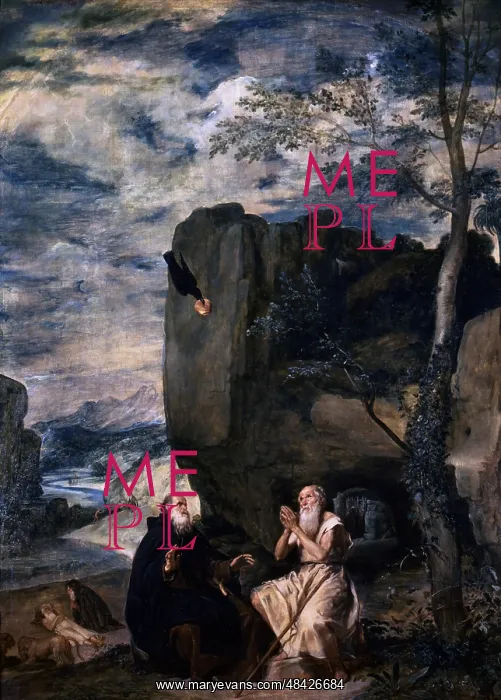 : St Anthony and St Paul in the desert being fed : St Anthony and St Paul in the desert being fed