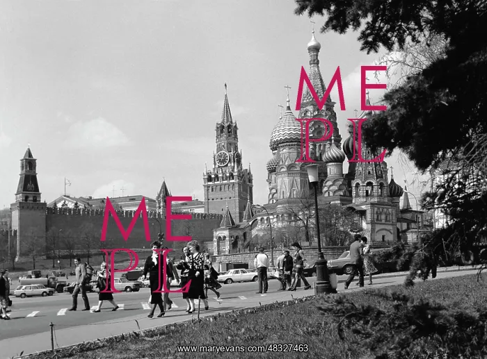 : St. Basil's Cathedral and Spasskaya Tower of Kremlin, 1988 : St. Basil's Cathedral and Spasskaya Tower of Kremlin, 1988