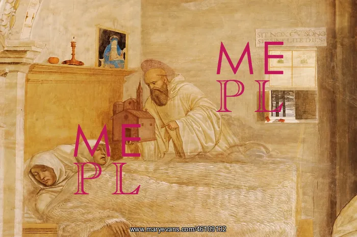 : St. Benedict appears two monks and tell them to built a new : St. Benedict appears two monks and tell them to built a new