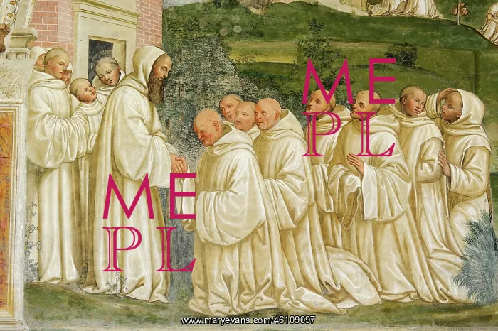 : St. Benedict finds water at the peak of a mountain : St. Benedict finds water at the peak of a mountain