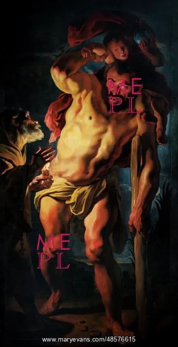 : St Christopher Carrying the Christ Child : St Christopher Carrying the Christ Child