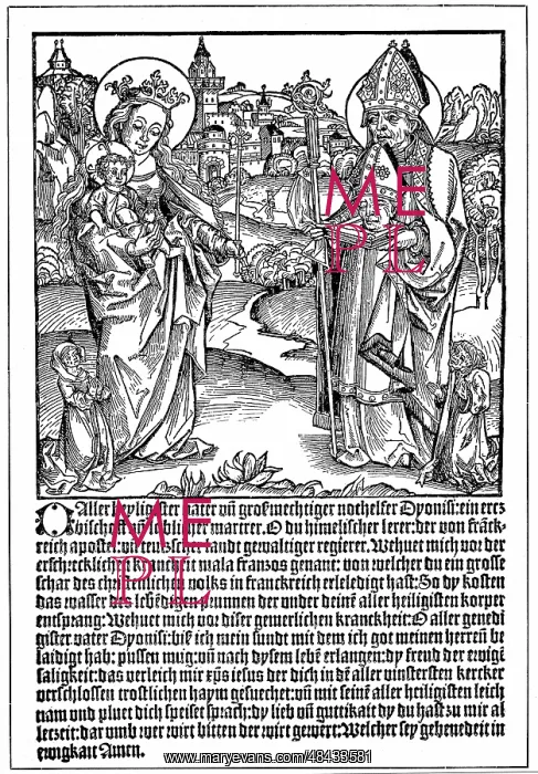 : St Dionysius (Denis) praying to the Virgin and : St Dionysius (Denis) praying to the Virgin and