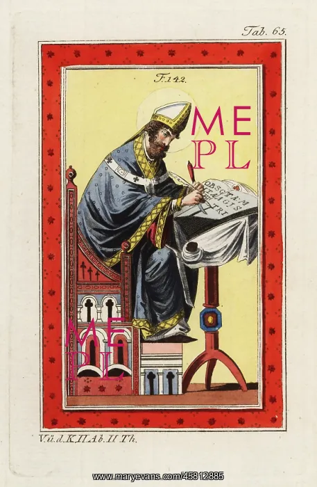 : St Dunstan depicted in Norman choir robes, 12th century : St Dunstan depicted in Norman choir robes, 12th century