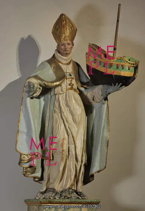 : St Elmo statue, Musee d'histoire de Nantes, Nantes, France : St Elmo statue, Musee d'histoire de Nantes, Nantes, France
