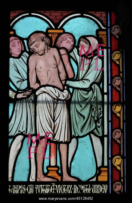 : St Genevieve stained glass window, Cloister, Cathedrale : St Genevieve stained glass window, Cloister, Cathedrale