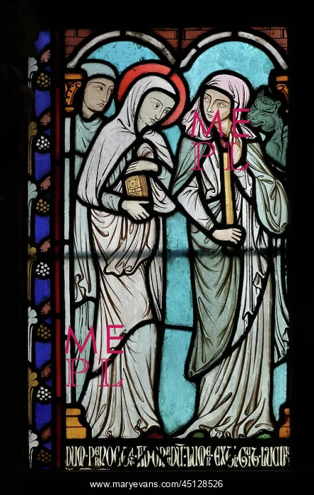 : St Genevieve stained glass window, Cloister, Cathedrale : St Genevieve stained glass window, Cloister, Cathedrale