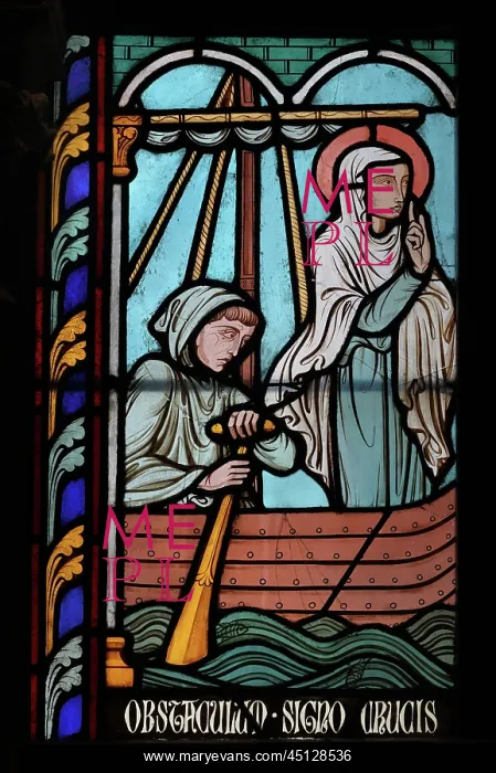 : St Genevieve stained glass window, Cloister, Cathedrale : St Genevieve stained glass window, Cloister, Cathedrale