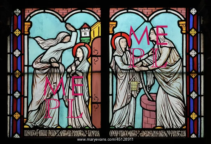 : St Genevieve stained glass window, Cloister, Cathedrale : St Genevieve stained glass window, Cloister, Cathedrale