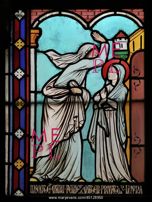 : St Genevieve stained glass window, Cloister, Cathedrale : St Genevieve stained glass window, Cloister, Cathedrale