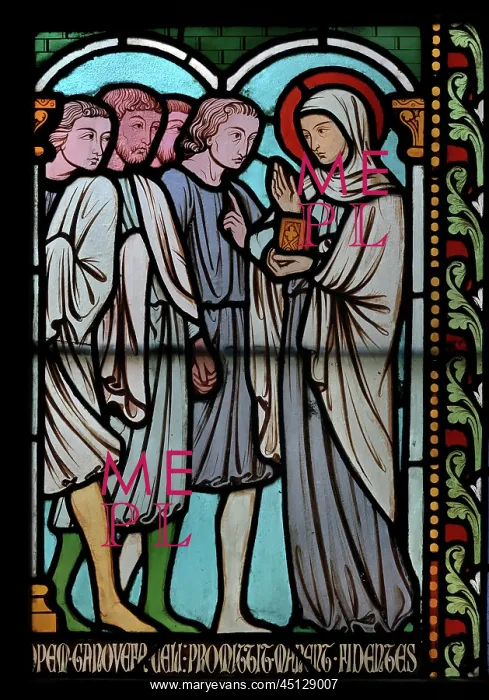 : St Genevieve stained glass window, Cloister, Cathedrale : St Genevieve stained glass window, Cloister, Cathedrale
