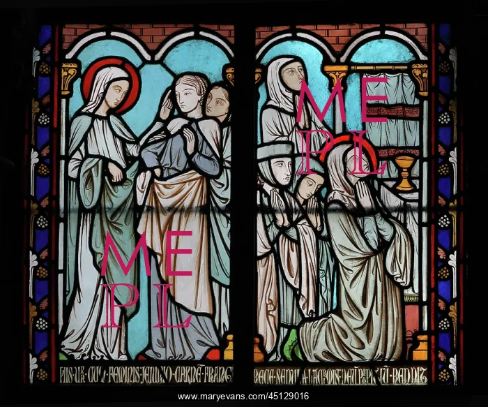: St Genevieve stained glass window, Cloister, Cathedrale : St Genevieve stained glass window, Cloister, Cathedrale
