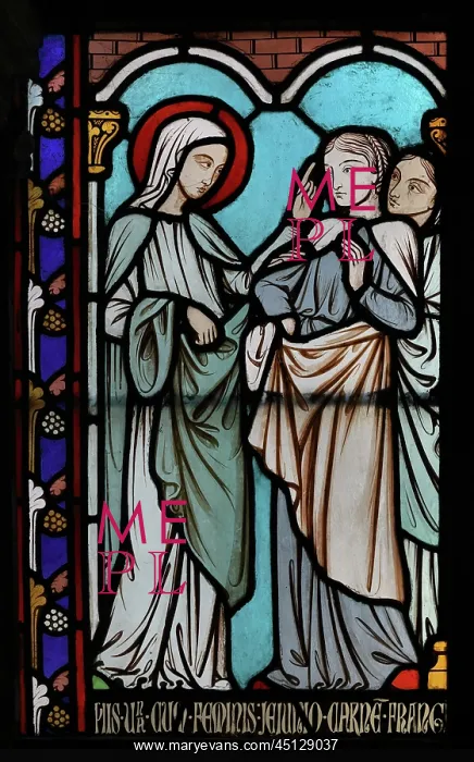 : St Genevieve stained glass window, Cloister, Cathedrale : St Genevieve stained glass window, Cloister, Cathedrale