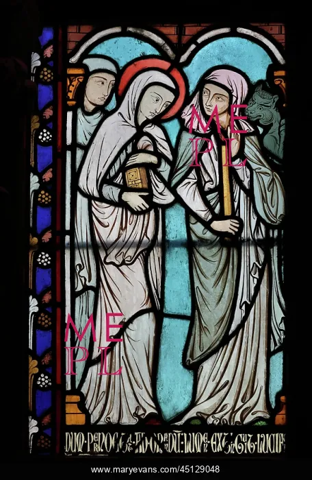 : St Genevieve stained glass window, Cloister, Cathedrale : St Genevieve stained glass window, Cloister, Cathedrale