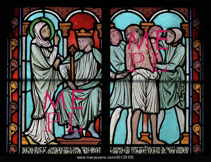 : St Genevieve stained glass window, Cloister, Cathedrale : St Genevieve stained glass window, Cloister, Cathedrale